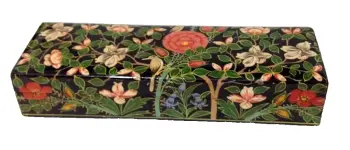 Antique painted Persian box flowers birds laquer