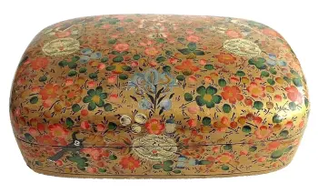 Vintage papier mache Kashmir Kashmiri box floral birds decoration