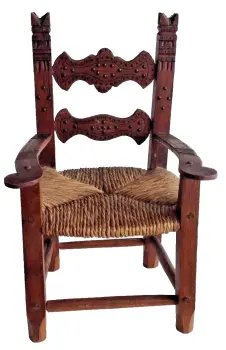 Antique folk art miniature chair rush seat Apprentice piece