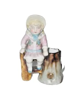 Antique Victorian Fairing Match Striker Little Girl Bonnet German Conta Boehme