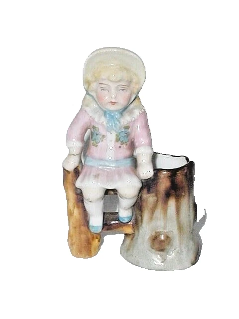 Antique Victorian Fairing Match Striker Little Girl Bonnet German Conta Boe