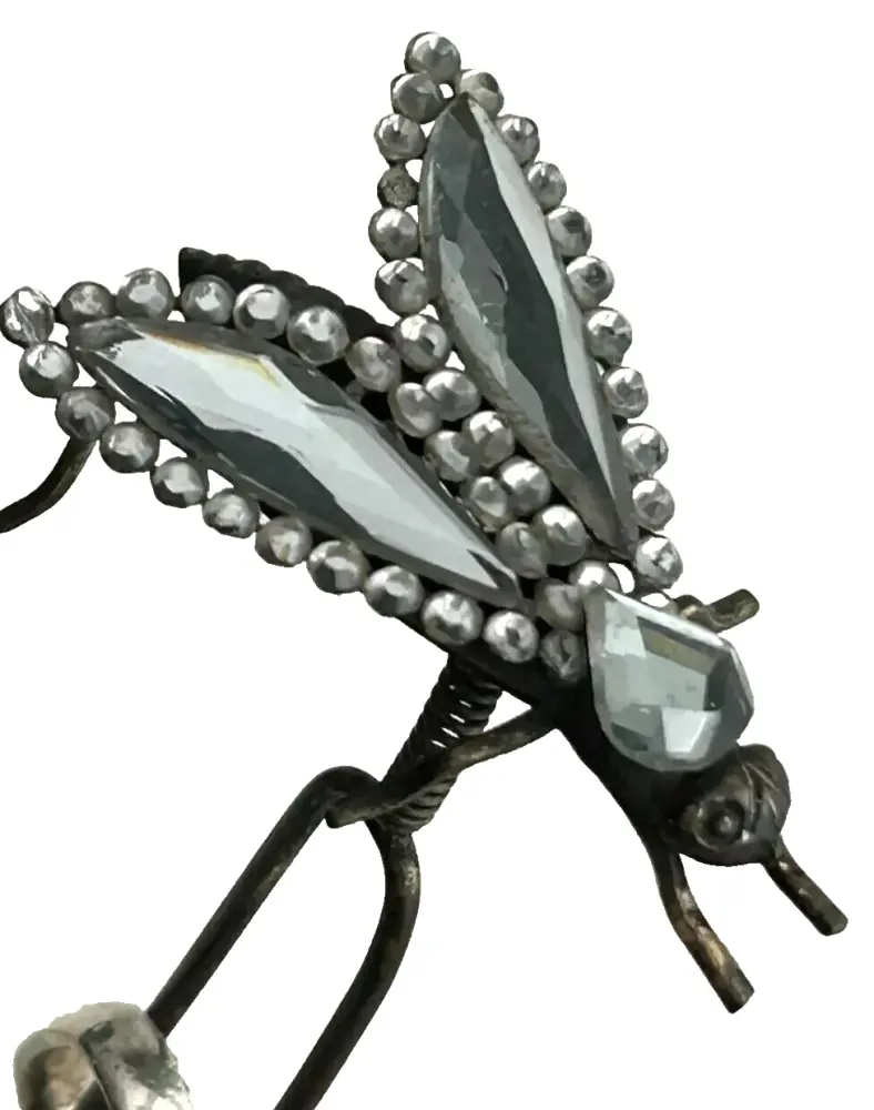 Rare antique Victorian tremble hair comb ornament Vauxhall glass fly bug