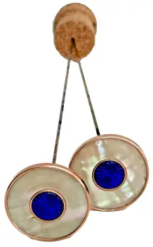 Antique long Edwardian hat pins Enamel Enamelled Mother of Pearl Gilded Buttons