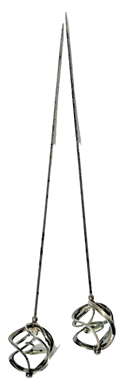 Antique sterling silver hat pin pair hallmarked Charles Horner Chester 1923