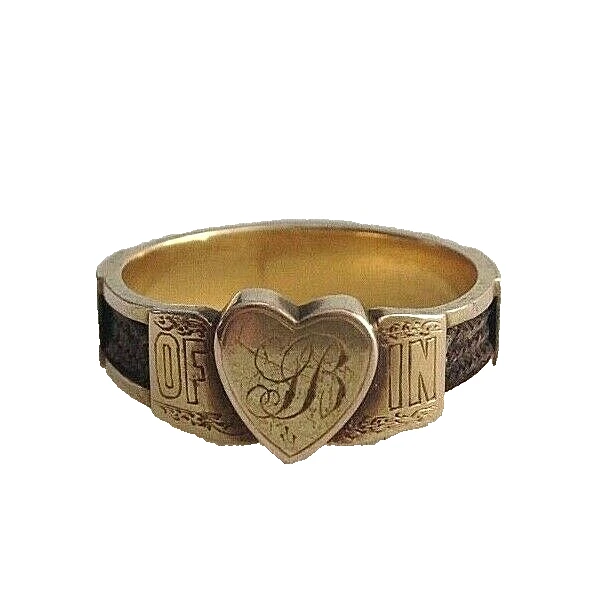 Antique 15ct gold Early Victorian heart memorial ring In Memory Of