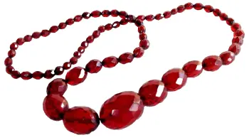 Antique large graduated cherry amber faceted bead necklace