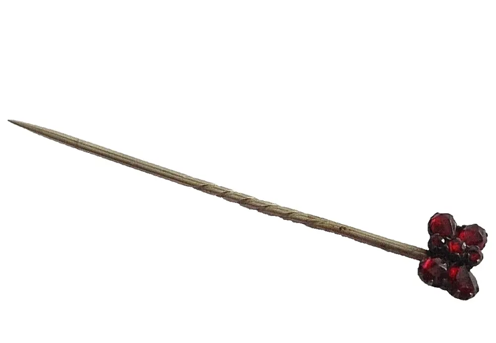 Antique Victorian Garnet stick stock pin butterfly