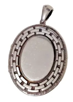 Antique Victorian sterling silver locket chain design