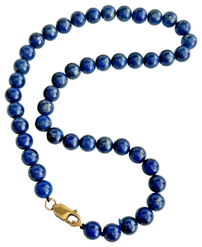 9ct gold clasp Lapis Lazuli bead necklace