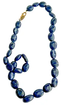 9ct gold clasp Lapis Lazuli bead necklace