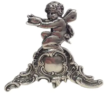 Antique French menu holder cherub fairy solid silver