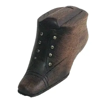 Antique miniature novelty wooden shoe snuff box nail decoration