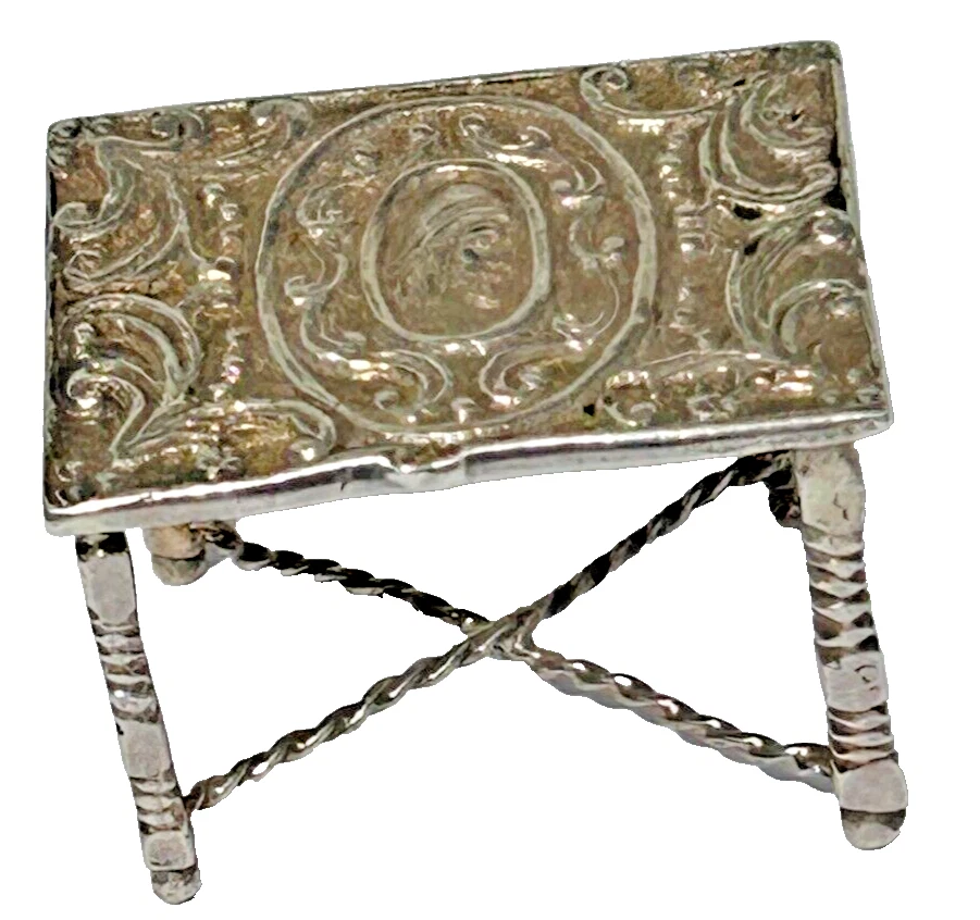 Antique miniature side table sterling silver hallmarked London Dutch Import