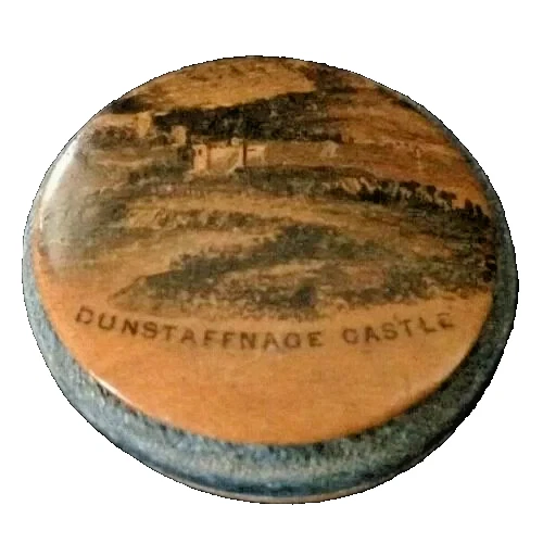 Antique treen Mauchline ware pin wheel Dunstaffnage Castle