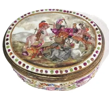 Antique early 20th century Earnst Bohne S&ouml;hne box classical scene gilded mount