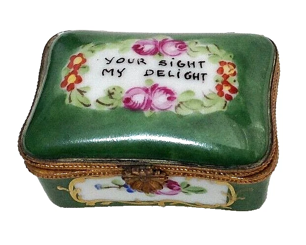Antique Limoge Patch Box Signed JD French Your Sight My Delight