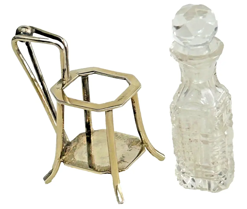 Antique Victorian perfume scent bottle silver hallmark 1896 novelty miniatu