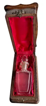 Antique Art Nouveau perfume box with crystal glass bottle