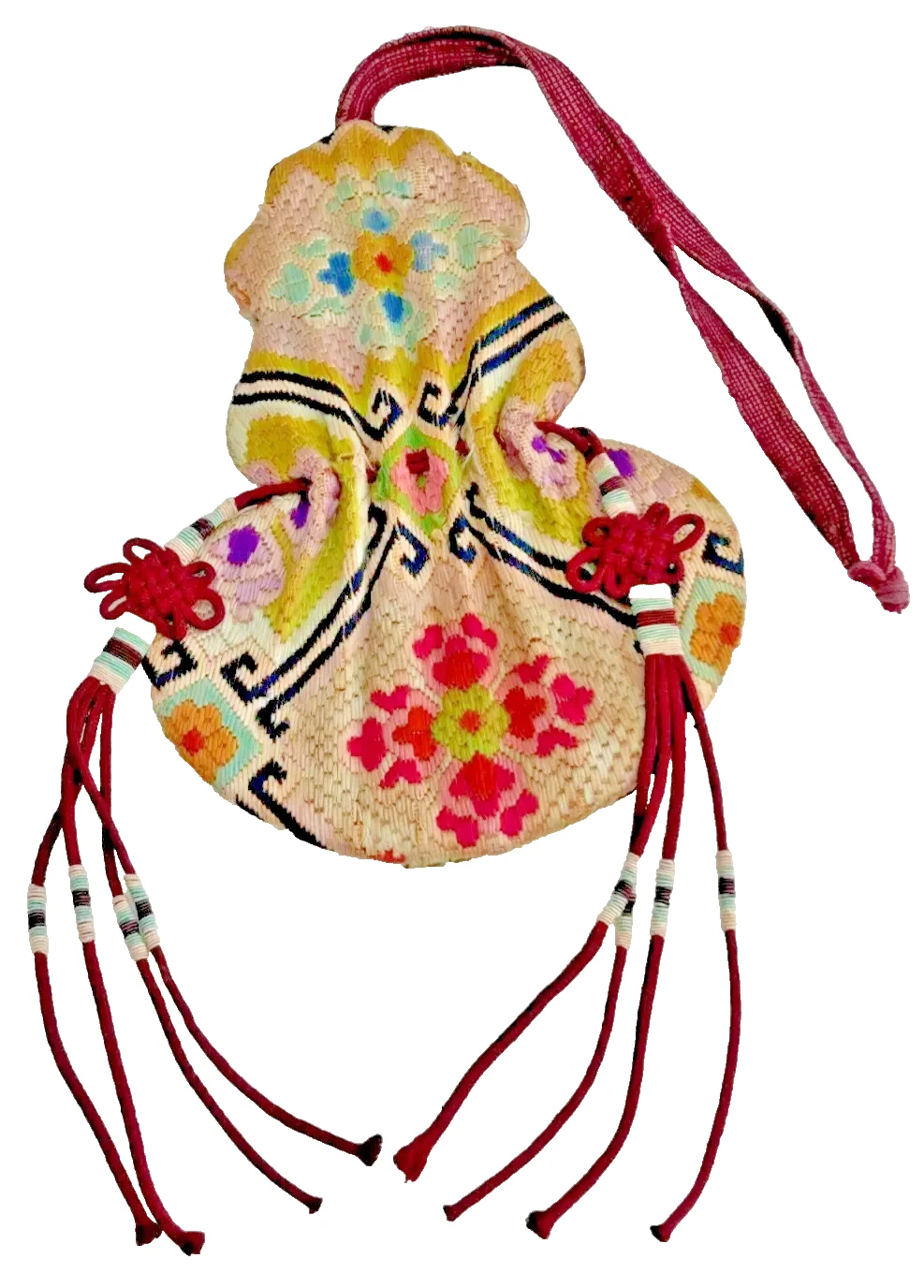 Antique Chinese Embroidered perfume Incense holder Florentine stitch