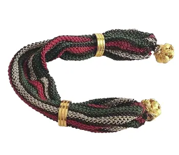 Antique miser s misers or stocking purse striped tri col gild metal keeper rings