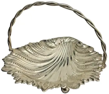 Antique Victorian Sheffield silver plate shell basket bread rolls fruit or soap
