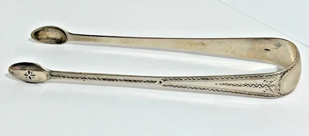 Antique sterling silver Georgian Sugar tongs nips Hallmarked Birmingham 179