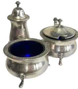 Vintage Sterling Silver hallmarked mustard salt pepper pot Birmingham 1968