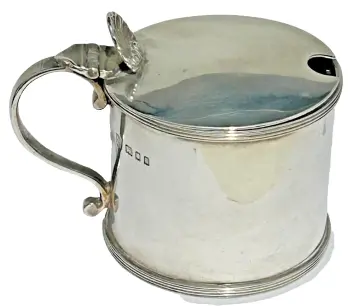 Antique Sterling Silver mustard pot hallmarked London 1925 Henry & Arthur Vander