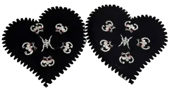 Antique Chinese Embroidered ear warmers bats lucky symbols