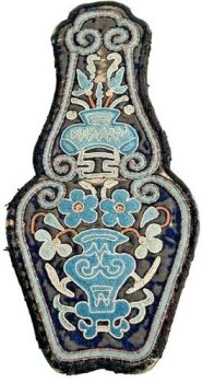 Antique Chinese Embroidered perfume Incense holder peking knot couched stitch