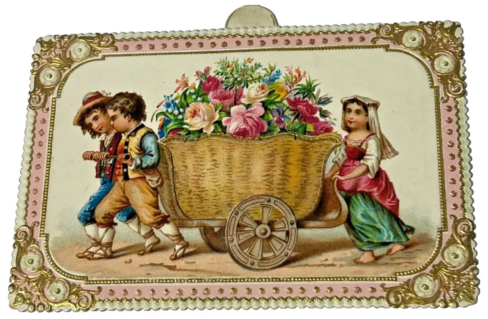 A Victorian Embossed Antique Victorian Paper Lace New Year Greeting Card C1