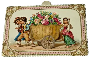 A Victorian Embossed Antique Victorian Paper Lace New Year Greeting Card C1890s Children