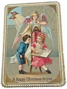 A Victorian Christmas Card Angel Cherubs Children