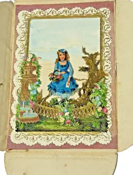 Victorian Paper Lace Gold Embellishment Victorian Valentine Card tarton envelope
