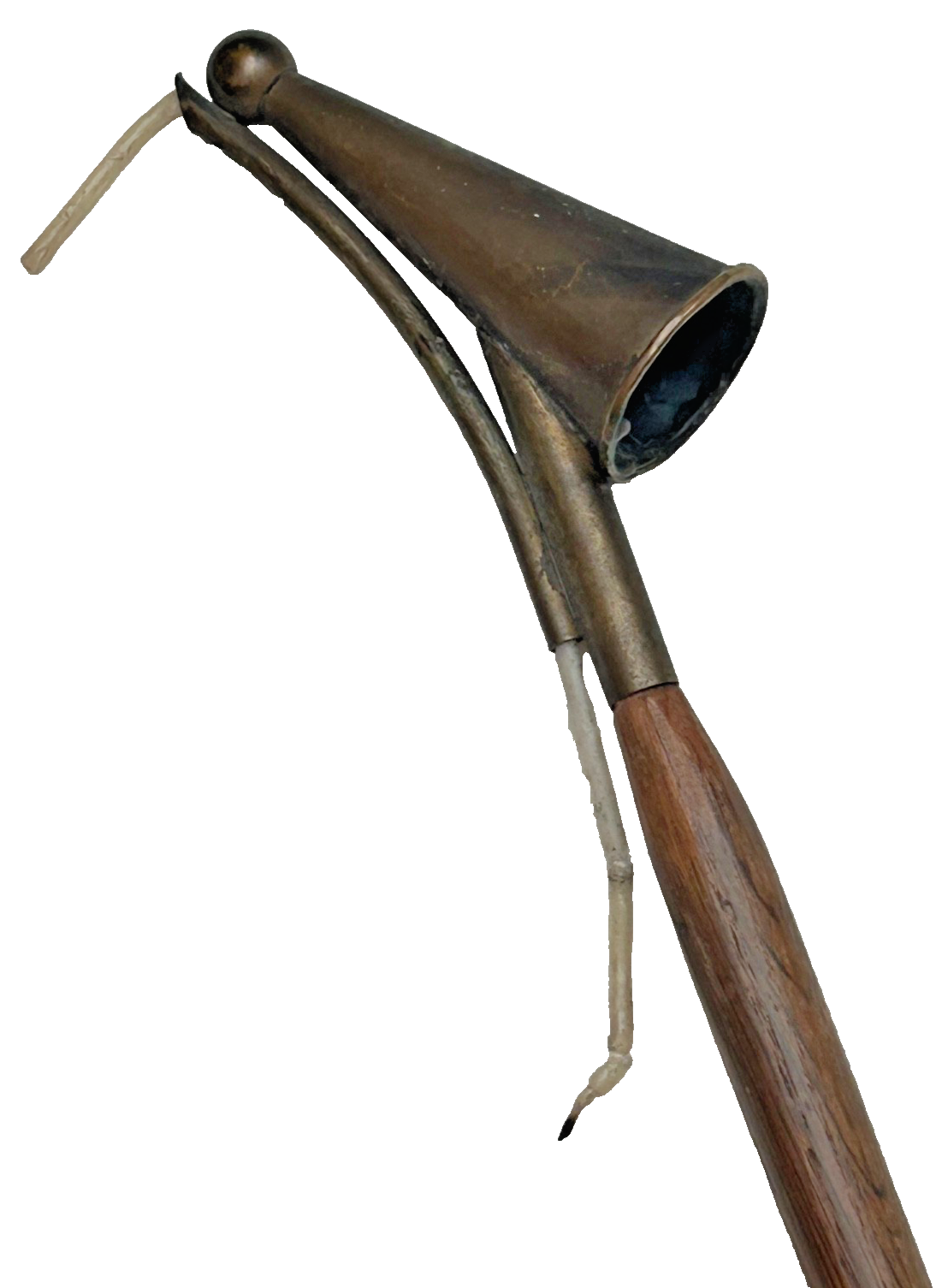 Antique Victorian Copper was candle lamp lighter oak pole handle church snu