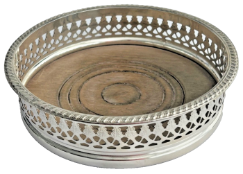 Antique Edwardian silver plate wine bottle coaster