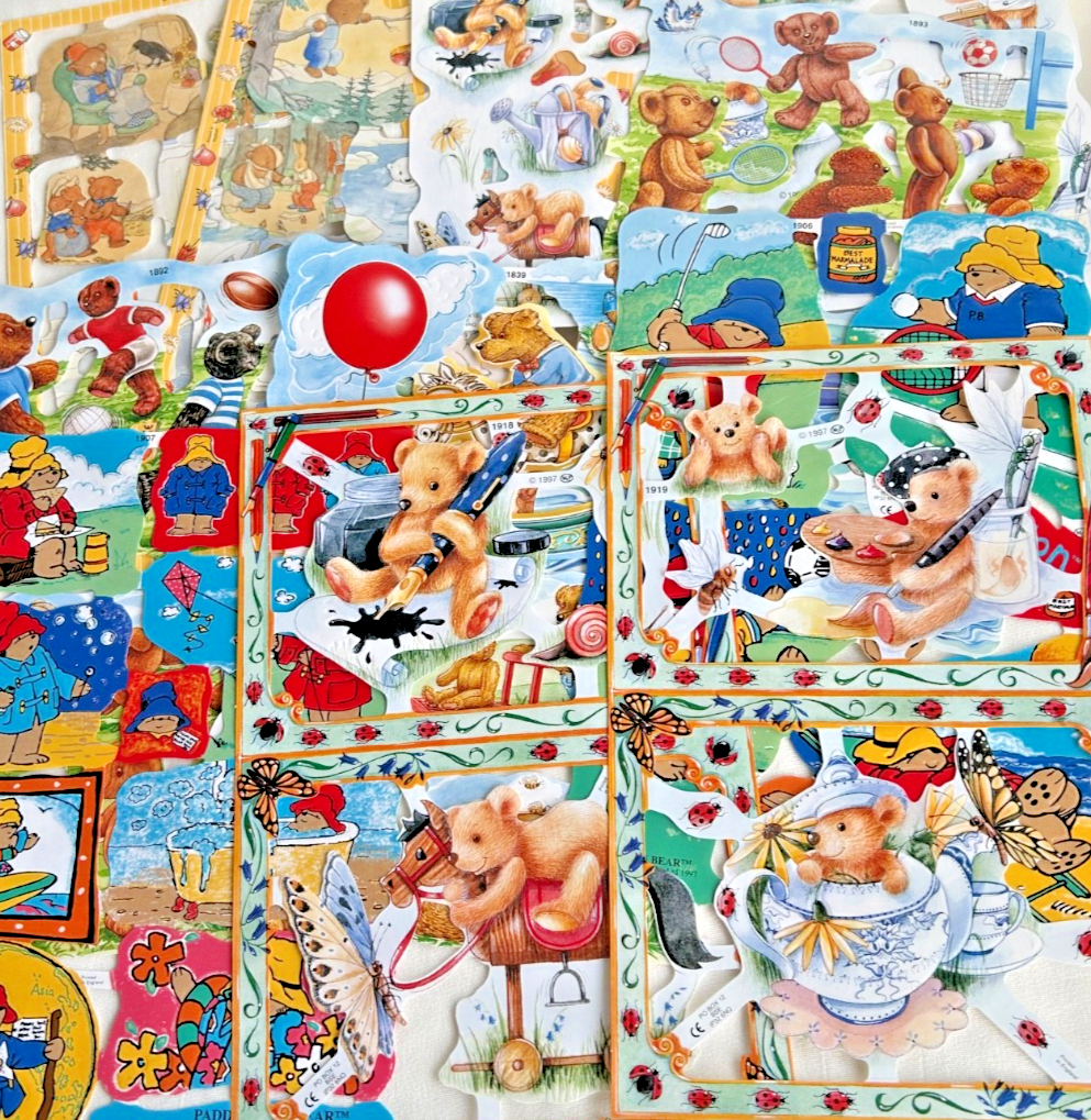 Decoupage lithograph Vintage style Paper scraps x 10 sheets teddy bear bear