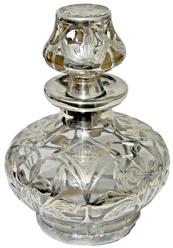 Antique perfume scent bottle glass overlay sterling silver 999 fine pos American