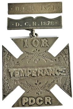 Antique Sterling Silver Hallmarked 1892 medal Victorian cross pin worn on ribbon