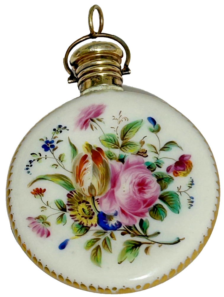 Antique 19th Century scent perfume bottle sterling Silver hallmarked top Fr