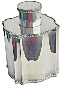 Antique silver plate Edwardian tea caddy Gadrooned decoration fluted sides