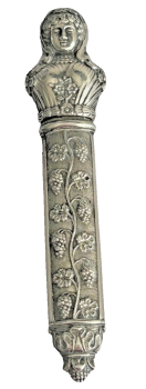 Antique Victorian lady sterling silver needle case embossed floral decoration