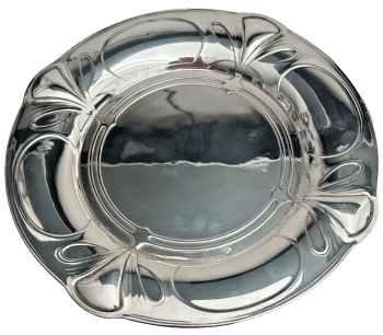 Antique Arts & Crafts Nouveau Alpaca silver plated serving plate or tray German
