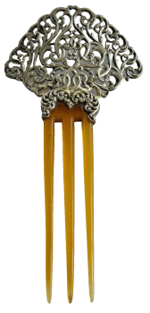 A beautiful Antique Victorian Sterling fine silver hair comb fretwork