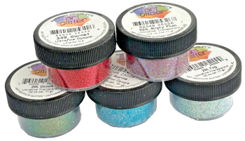 5 pots of Barbara Trombley craft glitter 1/2 ounce