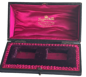 Antique Victorian jewellery display box Mappin & Webb for silver napkin rings