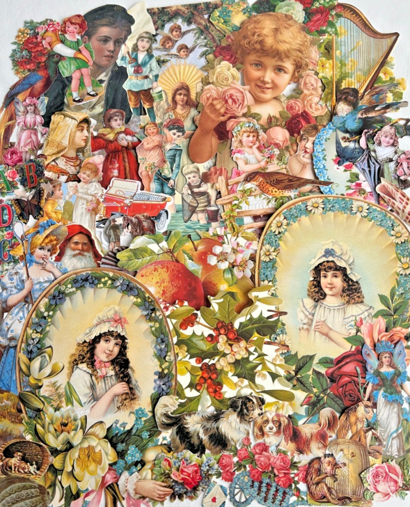 Decoupage Victorian style Paper scraps x 40 ladys angels flowers cats dogs 