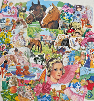 Decoupage Vintage Paper scraps x 40 children horses flowers nursery rhymes N