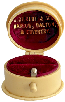 Antique celluloid Ivorine ring jewellery display box Gilbert & Son Coventry