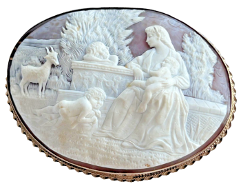 Antique 9 ct gold Very large grand tour cameo brooch pin